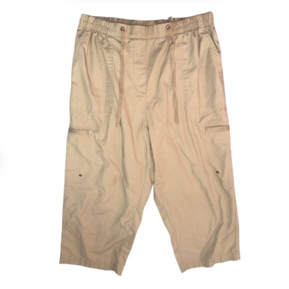 Tan Cargo Capris Pants Allison Daley Women Size 10 - Picture 1 of 8
